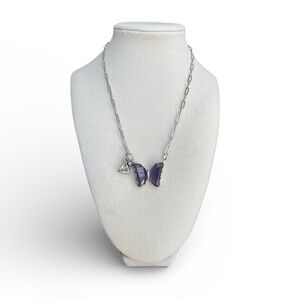 Purple Butterfly Charm Necklace Silver Chain Y2K Fairycore